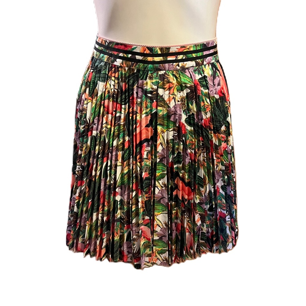 Cristiano Burani tropical flamingo pleated skirt/made in Italy